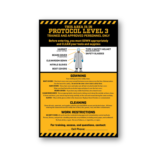 Cleanroom PPE Sign - Level 3